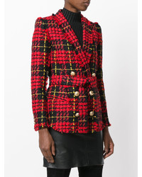 Женский красный двубортный пиджак от Balmain