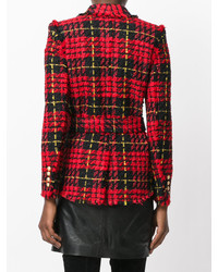 Женский красный двубортный пиджак от Balmain