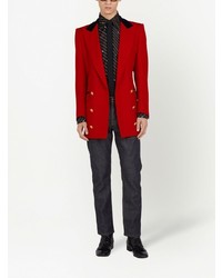 Мужской красный двубортный пиджак от Gucci