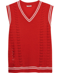 Женский красный кашемировый вязаный свитер от Miu Miu