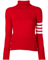 Женский красный кашемировый свитер в горизонтальную полоску от Thom Browne
