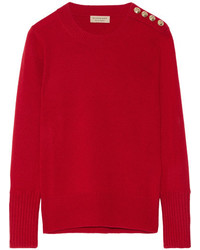 Женский красный кашемировый свитер с украшением от Burberry