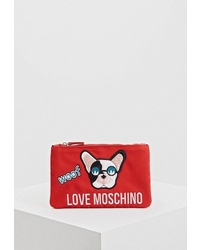 Красный клатч из плотной ткани от Love Moschino