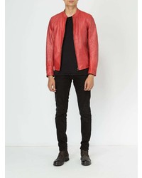 Мужской красный кожаный бомбер от Ajmone