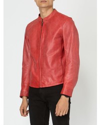 Мужской красный кожаный бомбер от Ajmone