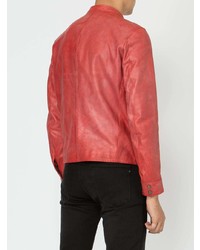 Мужской красный кожаный бомбер от Ajmone