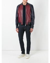 Мужской красный кожаный бомбер от DSQUARED2