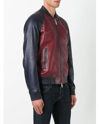 Мужской красный кожаный бомбер от DSQUARED2