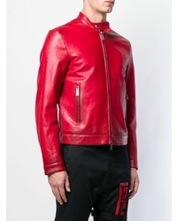 Мужской красный кожаный бомбер от DSQUARED2