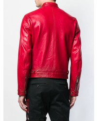 Мужской красный кожаный бомбер от DSQUARED2