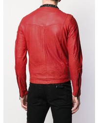 Мужской красный кожаный бомбер от Giorgio Brato