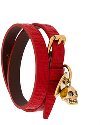 Красный кожаный браслет от Alexander McQueen