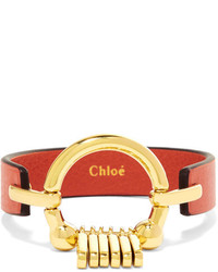 Красный кожаный браслет от Chloé