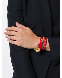 Красный кожаный браслет от Alexander McQueen