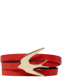 Красный кожаный браслет от MCQ