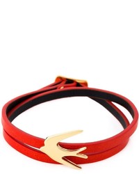 Красный кожаный браслет от McQ by Alexander McQueen