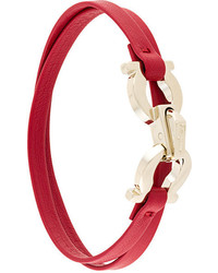 Красный кожаный браслет от Salvatore Ferragamo