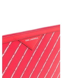 Красный кожаный клатч в вертикальную полоску от Karl Lagerfeld