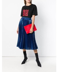 Красный кожаный клатч с принтом от Givenchy