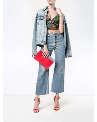 Красный кожаный клатч с принтом от Olympia Le-Tan