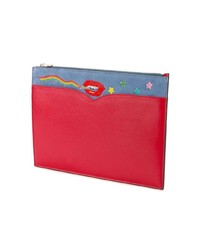 Красный кожаный клатч с принтом от Olympia Le-Tan