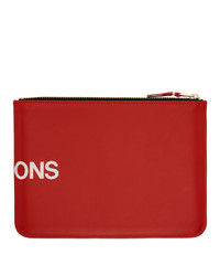 Красный кожаный клатч с принтом от Comme des Garcons Wallets