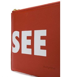 Красный кожаный клатч с принтом от See by Chloe