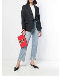 Красный кожаный клатч с принтом от Moschino