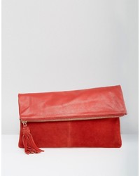 Красный кожаный клатч от Asos