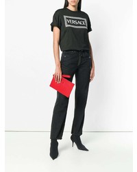 Красный кожаный клатч от Versace