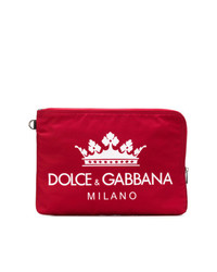 Мужской красный кожаный мужской клатч с принтом от Dolce & Gabbana