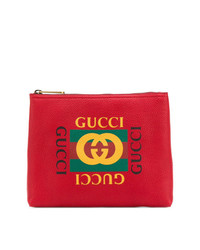 Мужской красный кожаный мужской клатч с принтом от Gucci