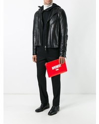 Мужской красный кожаный мужской клатч с принтом от Givenchy