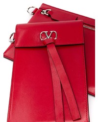 Мужской красный кожаный мужской клатч от Valentino