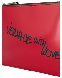 Мужской красный кожаный мужской клатч от Versace