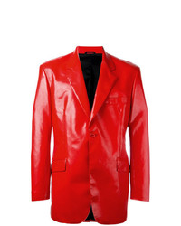 Мужской красный кожаный пиджак от Moschino Vintage