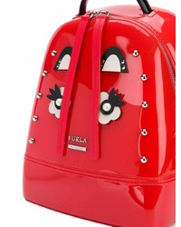 Женский красный кожаный рюкзак с принтом от Furla
