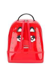 Женский красный кожаный рюкзак с принтом от Furla