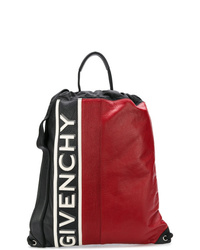 Мужской красный кожаный рюкзак с принтом от Givenchy
