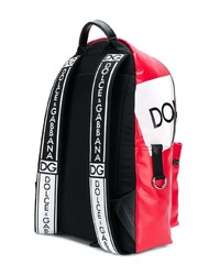 Мужской красный кожаный рюкзак с принтом от Dolce & Gabbana