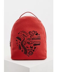 Женский красный кожаный рюкзак с принтом от Love Moschino