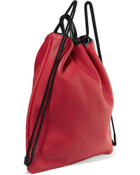 Женский красный кожаный рюкзак с принтом от Gucci