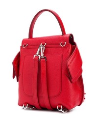 Женский красный кожаный рюкзак с украшением от Tod's