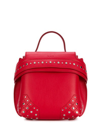 Женский красный кожаный рюкзак с шипами от Tod's