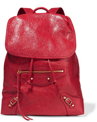 Женский красный кожаный рюкзак от Balenciaga