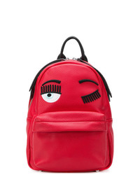 Женский красный кожаный рюкзак от Chiara Ferragni