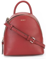 Женский красный кожаный рюкзак от DKNY