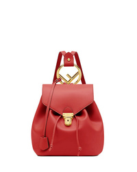 Женский красный кожаный рюкзак от Fendi
