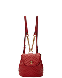 Женский красный кожаный рюкзак от Gucci