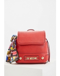 Женский красный кожаный рюкзак от Love Moschino